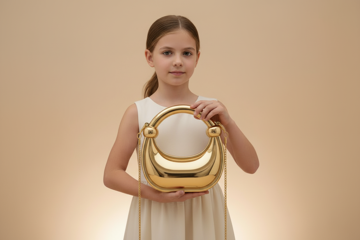 ✨ Kids Luxury Eid Collection: Metallic Crescent Handbag SA jewellery pk✨