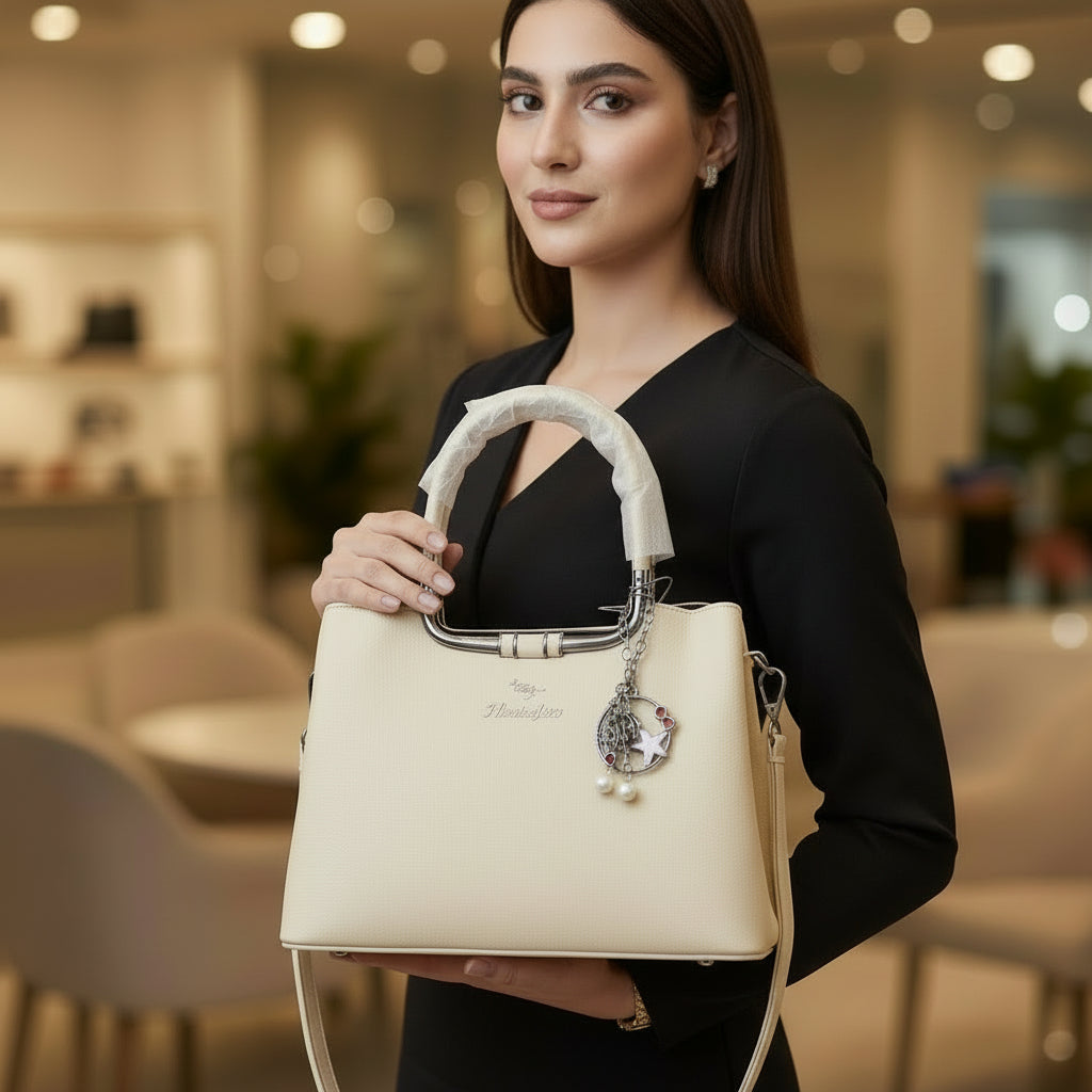 "Luxury Leather Shoulder Handbag for Women - Stylish Crossbody Purse with circle star Relief Ornament"SA jewelry pk