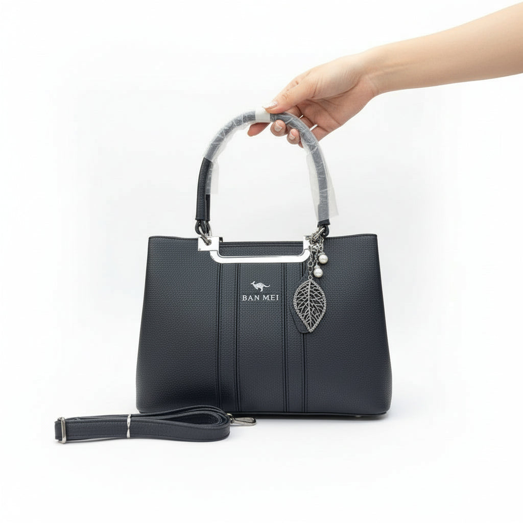 "Luxury Leather Shoulder Handbag for Women - Stylish Crossbody Purse with Circular Relief "SA jewelry pk
