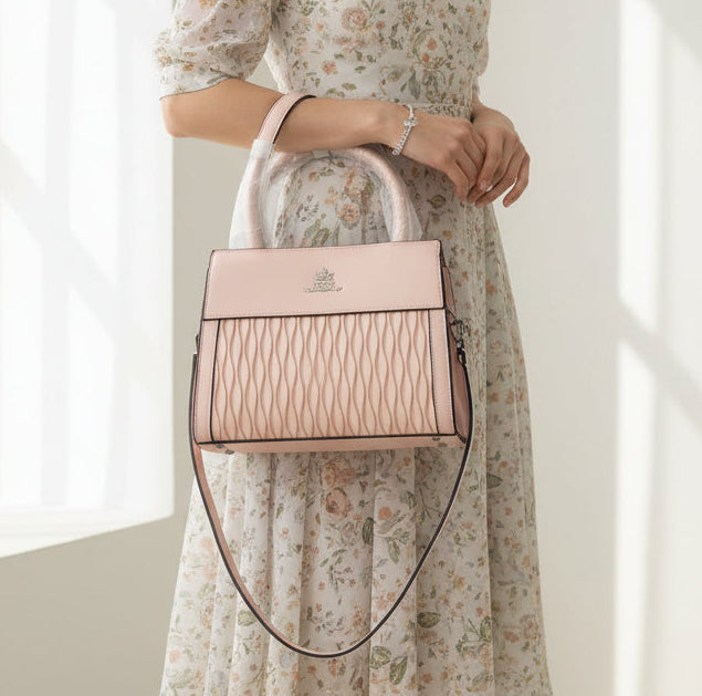 Elegant Blush Pink Quilted Handbag | Top Handle & Shoulder Strap | Faux Leather Crossbody SAjewellery pk.com