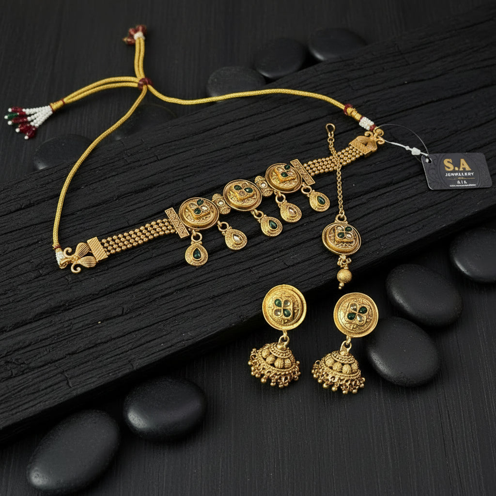 "The Grandeur of Rajasthan: Antique Kundan Meena Rajwadi Statement Necklace Set"SA jewellery pk