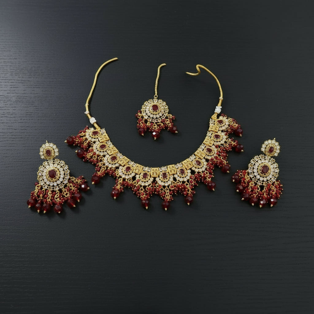 "The Casting Jewel Exquisite Party Set with Regal Maang Tikka SA jewelry pk"