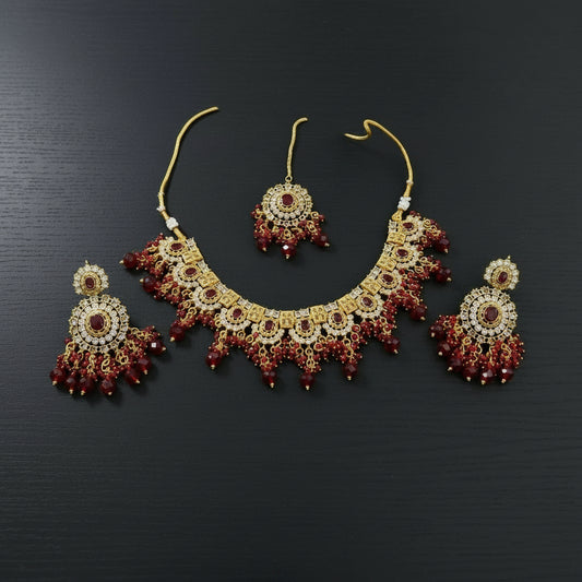 "The Casting Jewel Exquisite Party Set with Regal Maang Tikka SA jewelry pk"