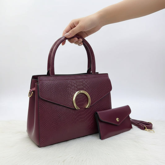 Women's Trendy 2-in-1 Satchel Handbag Set with Crossbody Strap | Imported PU Leather SA jewellery pk