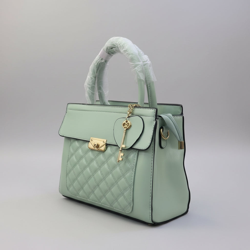Elegant Blush Quilted Handbag | Top Handle & Shoulder Strap | Faux Leather Crossbody SAjewellerypk.com