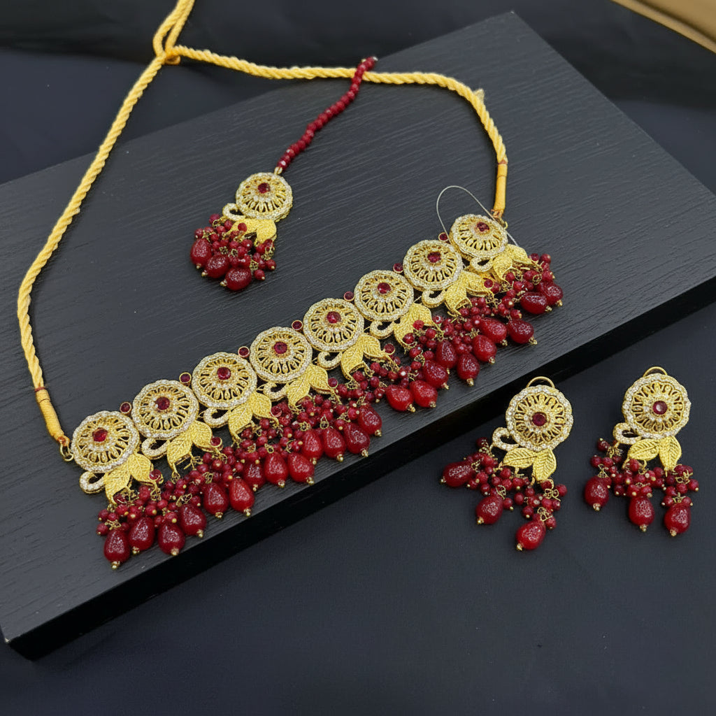 "The Casting Jewel Exquisite Party Set with Regal Maang Tikka SA jewelry pk"