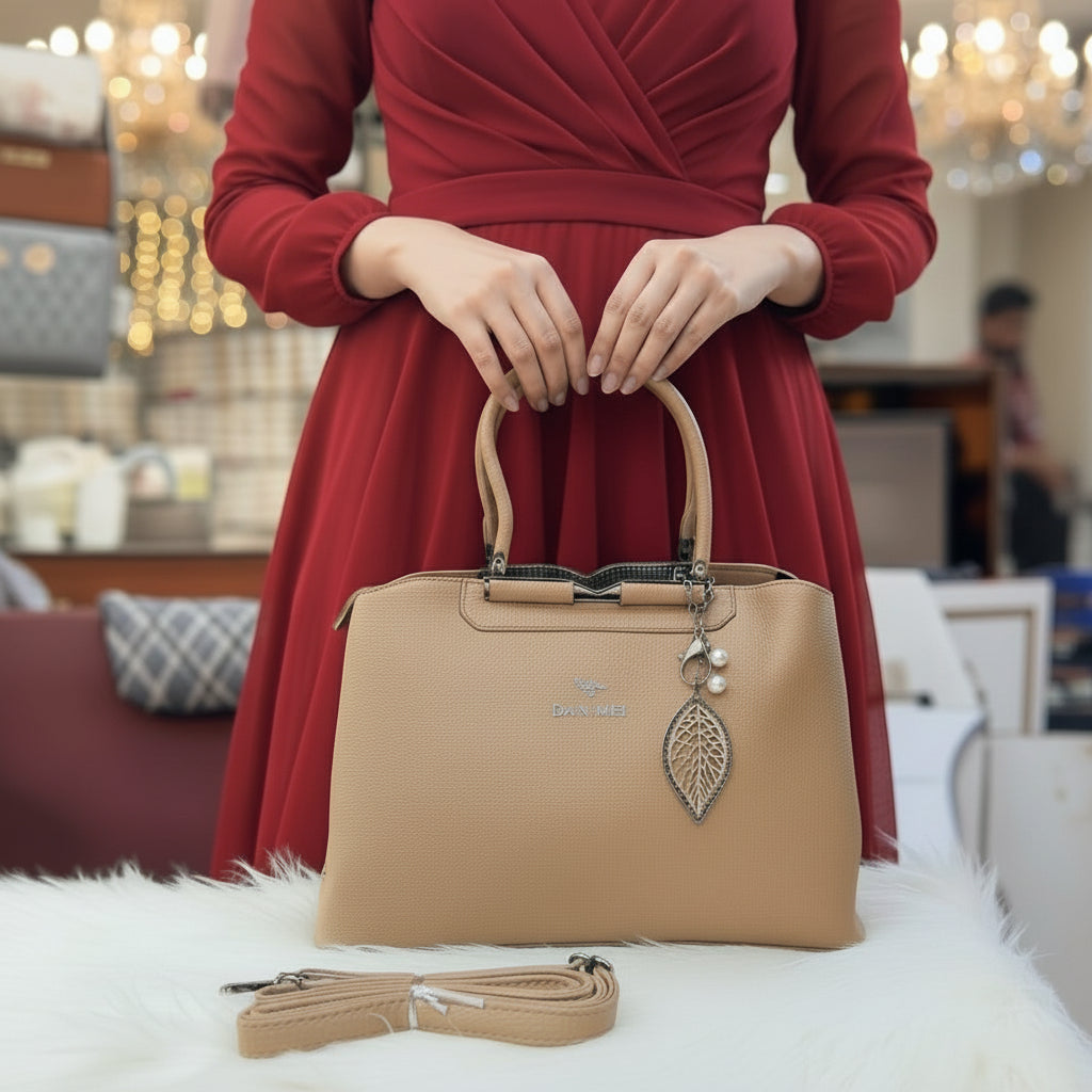 "Luxury Leather Shoulder Handbag for Women - Stylish Crossbody Purse with Circular Relief Ornament"SA jewelry pk