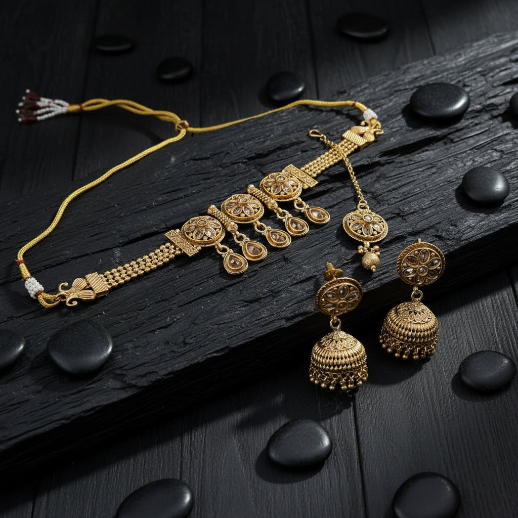 "The Grandeur of Rajasthan: Antique Kundan Meena Rajwadi Statement Necklace Set"SA jewellery pk