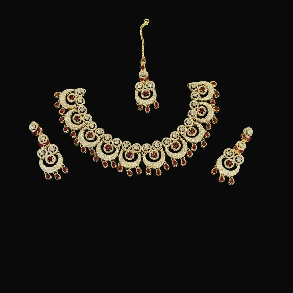 "The Casting Jewel Exquisite Party Set with Regal Maang Tikka SA jewelry pk"