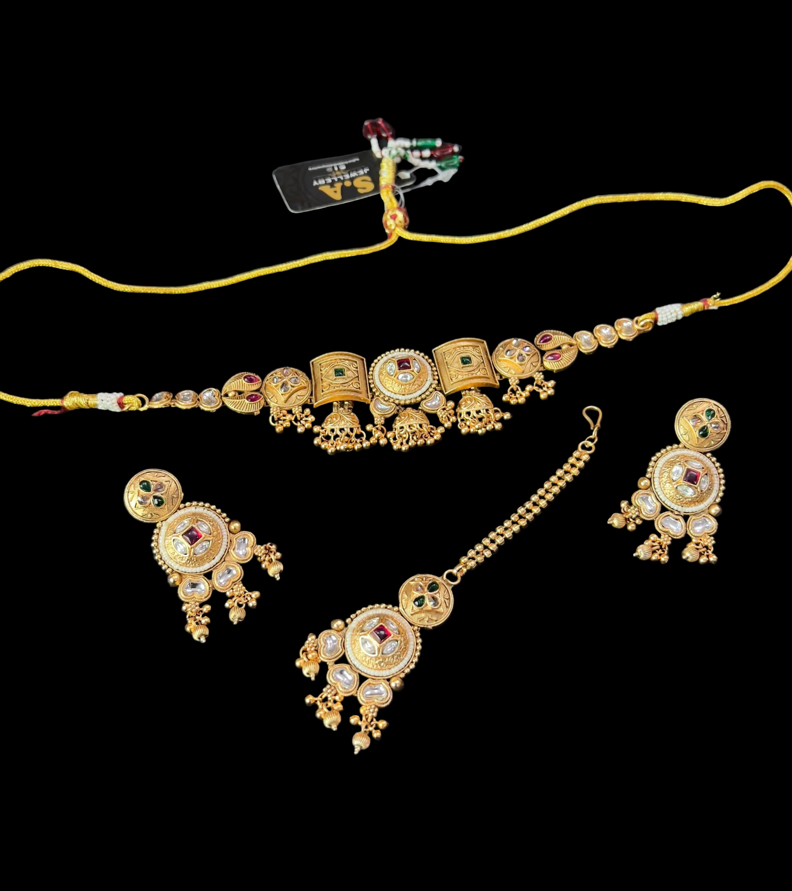"The Grandeur of Rajasthan: Antique Kundan Meena Rajwadi Statement Necklace Set"SA jewellery pk