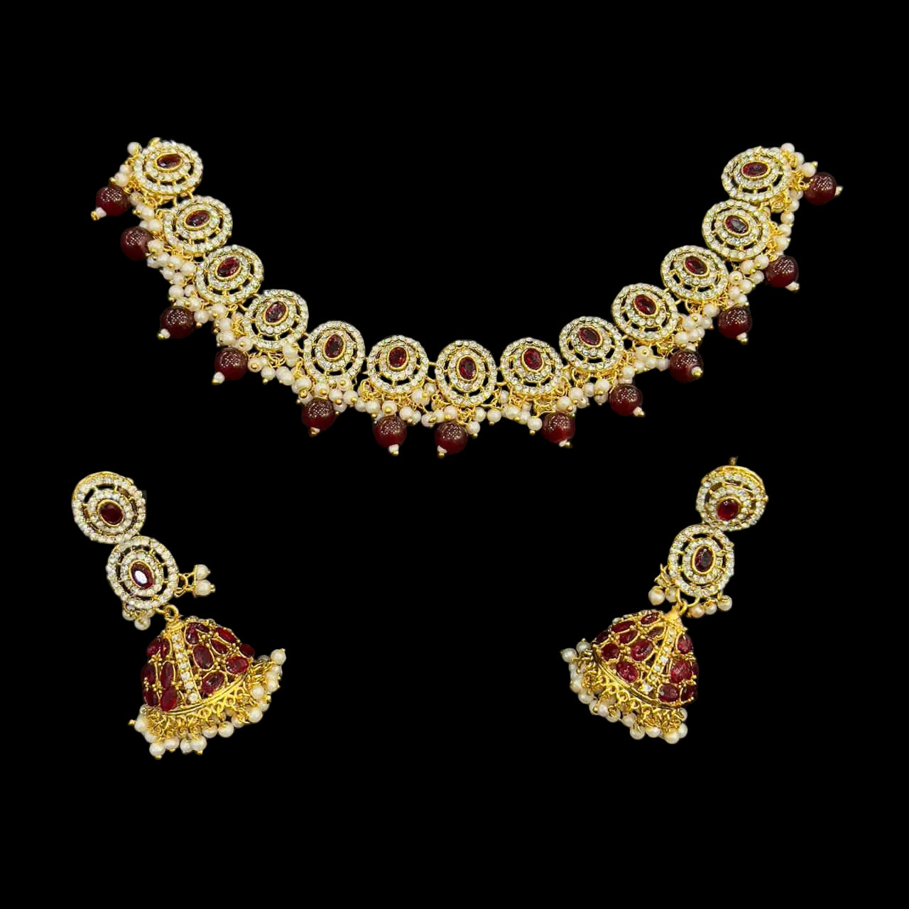 The Spotlight Party Set: Dazzling Necklace & Statement Earrings (Focuses on standing out at an event) SA jewelry pk