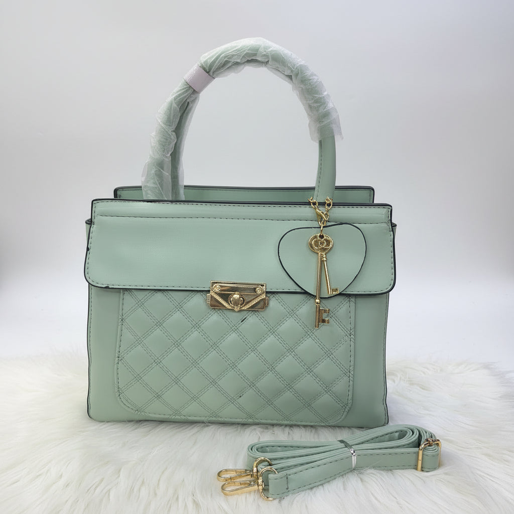 Elegant Blush Pink Quilted Handbag | Top Handle & Shoulder Strap | Faux Leather Crossbody SAjewellerypk.com