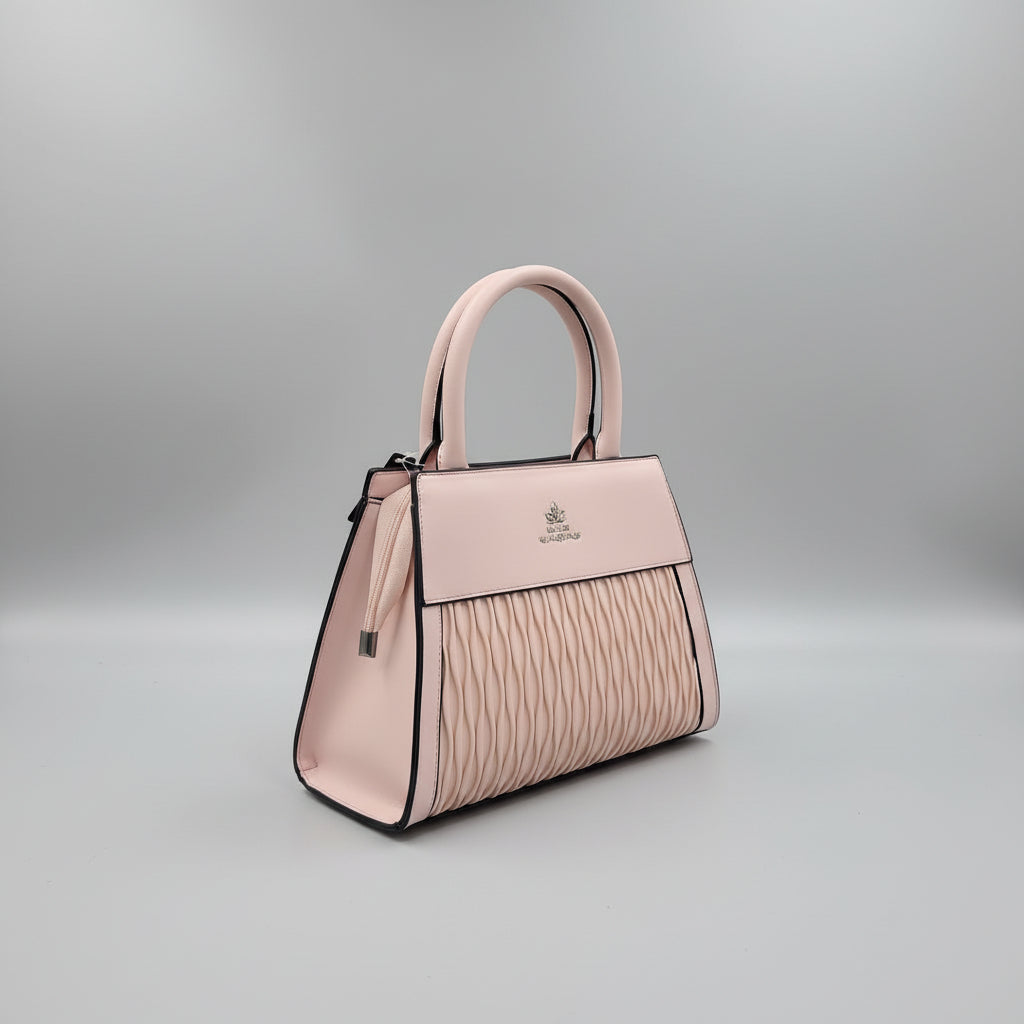Elegant Blush Pink Quilted Handbag | Top Handle & Shoulder Strap | Faux Leather Crossbody SAjewellerypk.com